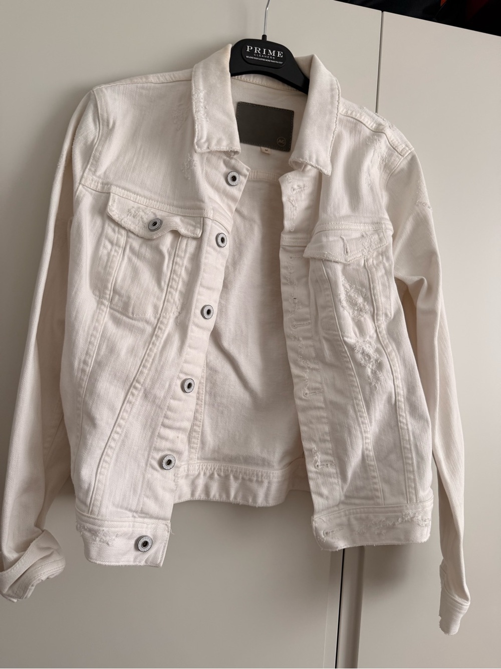 AG Adriano Goldschmied Cream White Denim Jacket